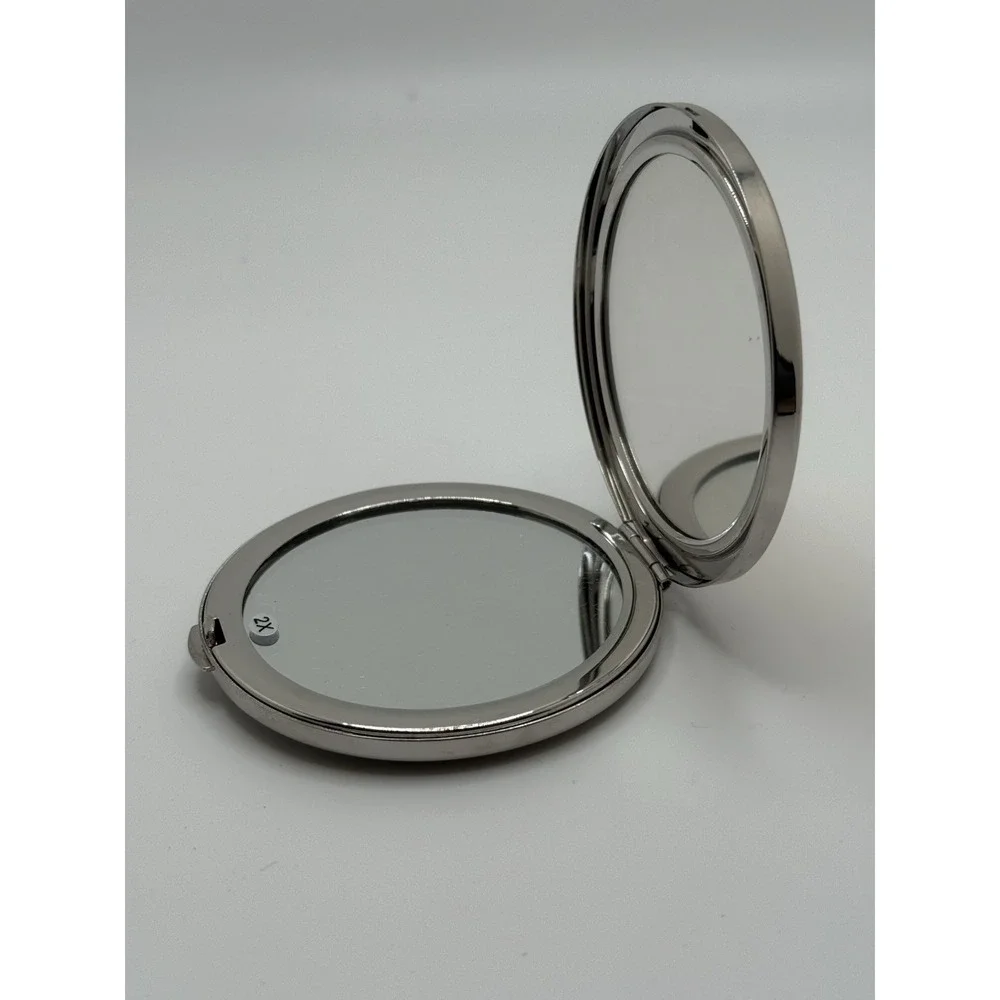 Classic Collection Round Compact Pocket Mirror Mercedes-Benz Goldtone Silvertone